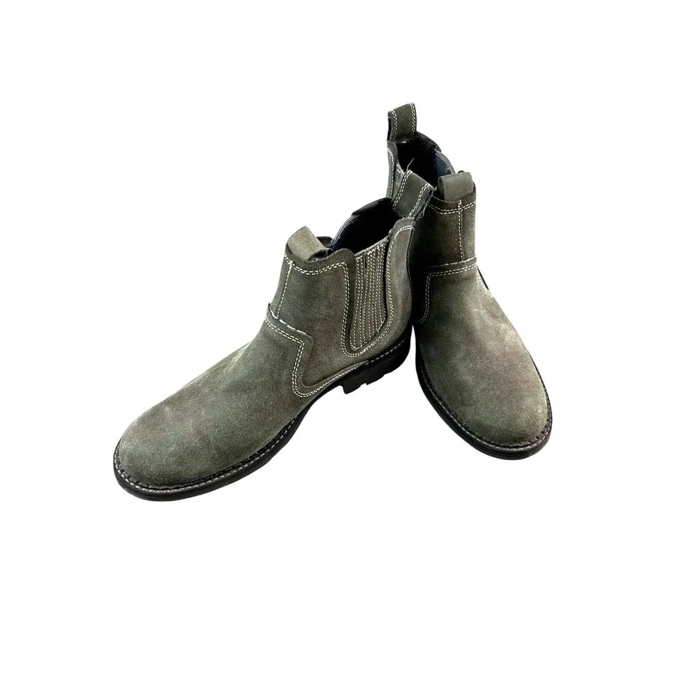 Skechers Gray Suede Chelsea Ankle Boots Pull On Elastic Side‎ Size 9,5